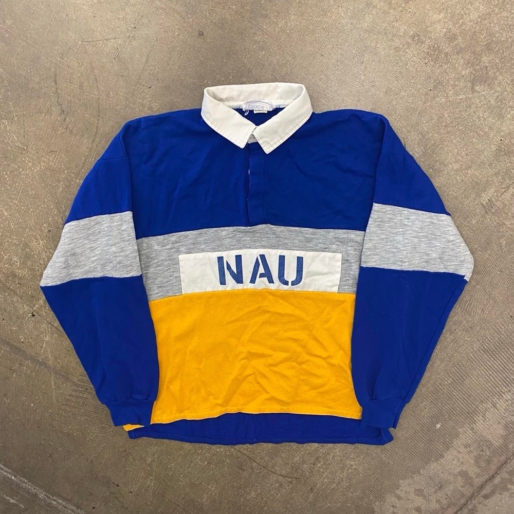 Vintage NAU Northern Arizona University Lumberjacks Colorblock 80s Polo Shirt M